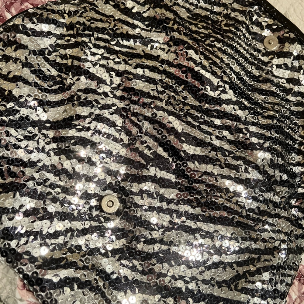 Vintage Express Sequence, Zebra Print Clutch. Per… - image 1